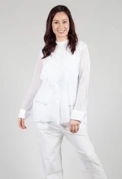 Masnada Shirts & Blouses^Mesh Asymmetric Blouse in White