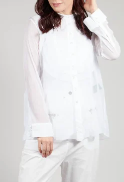 Masnada Shirts & Blouses^Mesh Asymmetric Blouse in White