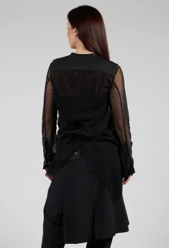 Masnada Shirts & Blouses^Mesh Asymmetric Blouse in Black