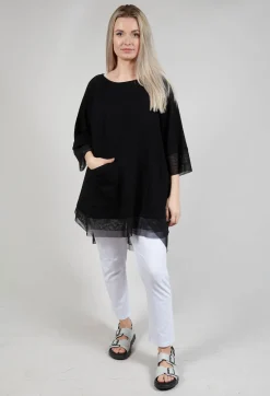 Philomena Christ Tops^Mesh Hem Top in Black