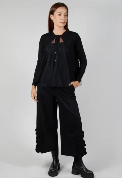 Mei Meij Cardigans^Mesh Insert Cardigan in Nero