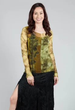 Masnada Tops^Mesh Long Sleeve Print Top in Single Variant