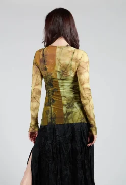 Masnada Tops^Mesh Long Sleeve Print Top in Single Variant