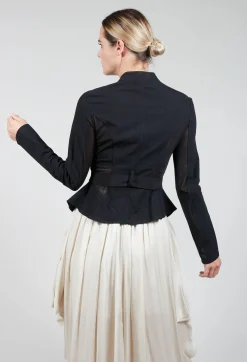 La Haine Jackets^Mesh Panelled Jacket with Belt in Nero