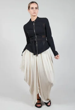 La Haine Jackets^Mesh Panelled Jacket with Belt in Nero