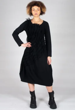 Bread and Butter Dresses^Mesh Ruffle Dress in Black