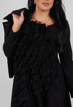 Bread and Butter Dresses^Mesh Ruffle Dress in Black