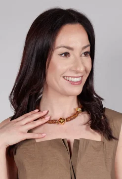 Bender Schmuck Necklaces^Metal Beaded Ceramics Choker in Antique Brown