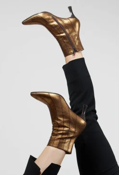 Maliparmi Heels|Boots^Metallic Ankle Boot Heels in Oro Metallizzato