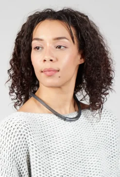 Petra Meiren Necklaces^Metallic Choker with Metal Part in Grey