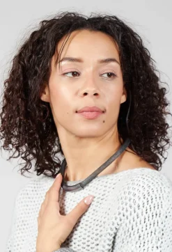 Petra Meiren Necklaces^Metallic Choker with Metal Part in Grey