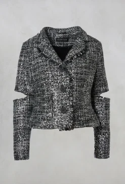 Xenia Design Jackets^Metallic Jacket in Black / Silver