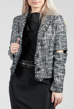 Xenia Design Jackets^Metallic Jacket in Black / Silver