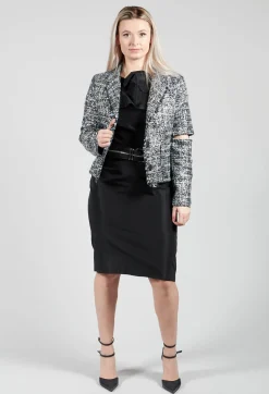 Xenia Design Jackets^Metallic Jacket in Black / Silver