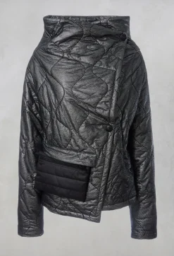 Malloni Jackets^Metallic Puffer Jacket in Ortoclasio Black / Silver
