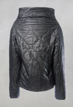Malloni Jackets^Metallic Puffer Jacket in Ortoclasio Black / Silver
