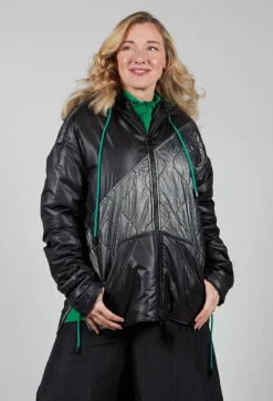 Malloni Jackets^Metallic Zip Up Jacket in Ortoclasio Black / Silver