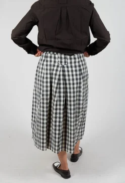Aequamente Skirts^Mid Length Skirt in Asfalto Check