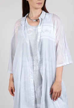 Rundholz Black Label Dresses^Midi Cotton Shirt Dress in Grey Print