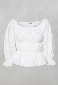 Beatrice B Shirts & Blouses^Milkmaid Blouse in White