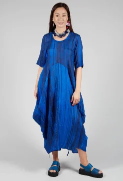 Bianco Levrin Dresses^Miriam Dress Round Neck in Blue and Cobalt
