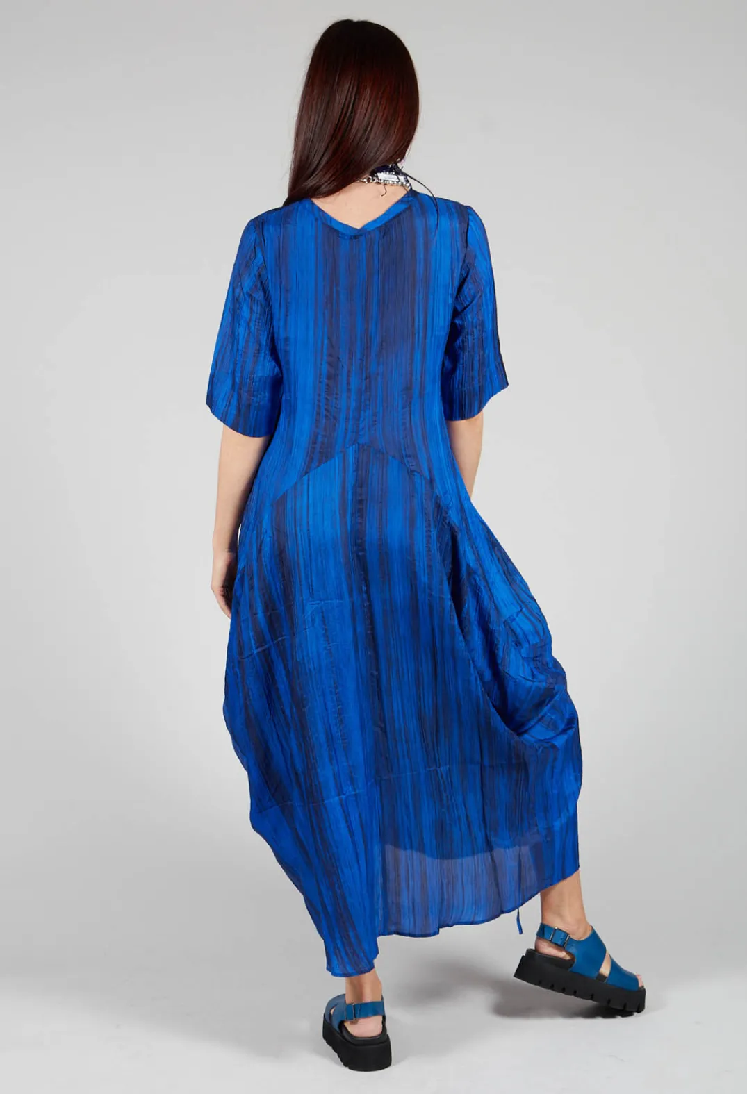 Bianco Levrin Dresses^Miriam Dress Round Neck in Blue and Cobalt