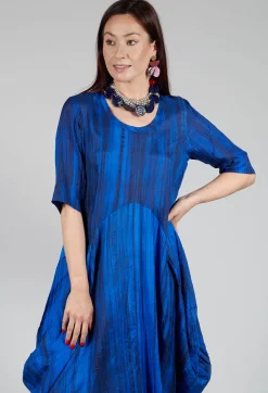 Bianco Levrin Dresses^Miriam Dress Round Neck in Blue and Cobalt