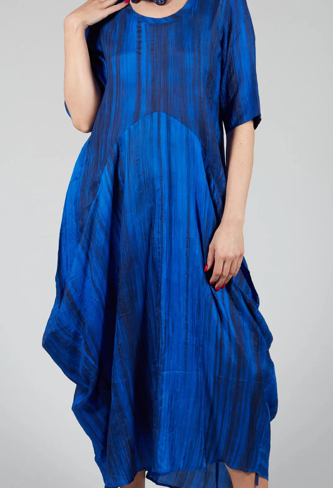 Bianco Levrin Dresses^Miriam Dress Round Neck in Blue and Cobalt