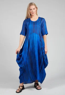 Bianco Levrin Dresses^Miriam Dress Round Neck in Blue and Cobalt