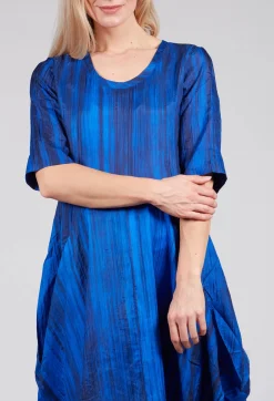 Bianco Levrin Dresses^Miriam Dress Round Neck in Blue and Cobalt