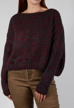 Umit Unal Knitwear|Jumpers^Mixed Knit Jumper in Red Anthracite
