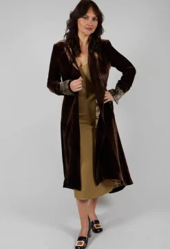 T.ba Coats^Morgana Embroidery Coat in Brown