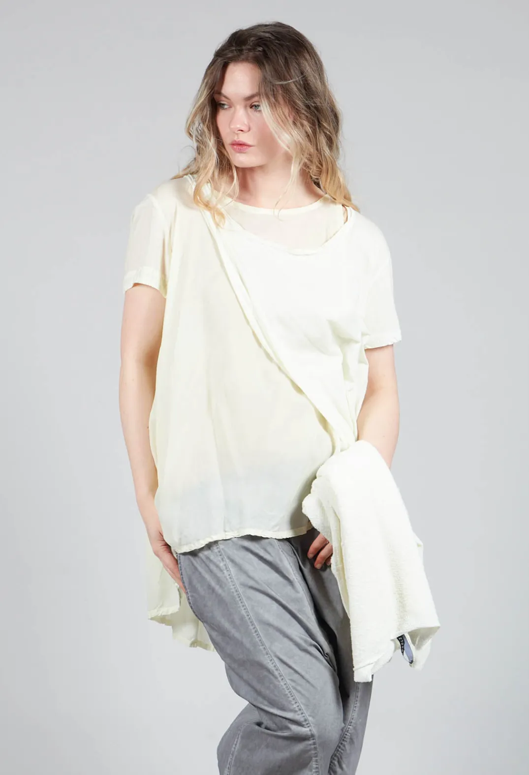 Rundholz Mainline Tops^Mullet Back T-Shirt in Lilly 10% Cloud