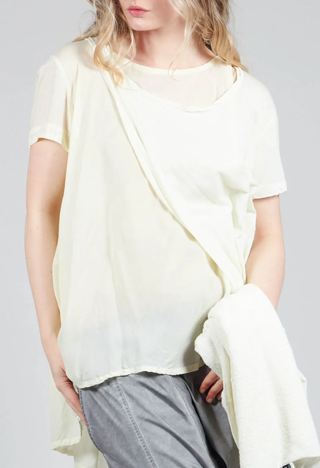 Rundholz Mainline Tops^Mullet Back T-Shirt in Lilly 10% Cloud