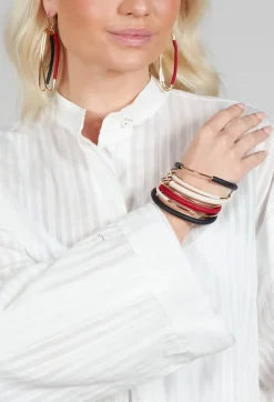 Miriamnori Bracelets^Multi Strand Bangle in Red and Black