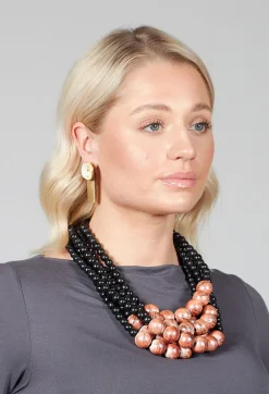 Katerina Vassou Necklaces^Multistrand Beaded Necklace in Black and Orange