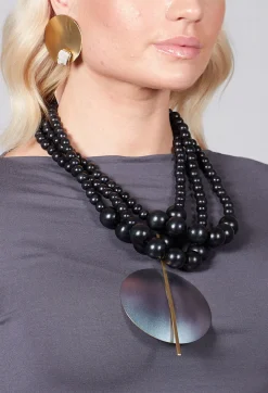 Katerina Vassou Necklaces^Multistrand Necklace with Metallic Purple Pendant