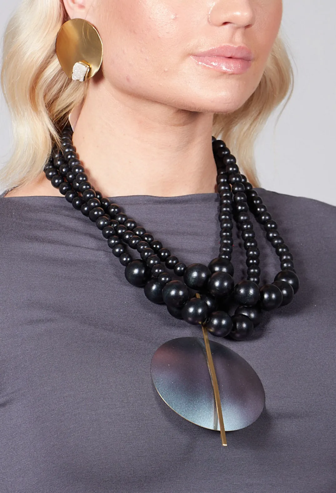 Katerina Vassou Necklaces^Multistrand Necklace with Metallic Purple Pendant