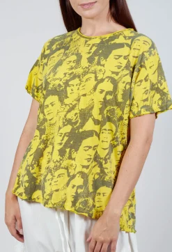 Magnolia Pearl Tops^Mural Frida T in Electric Sunflower