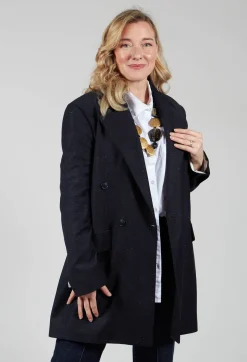 Beatrice B Coats^Native Longline Jacket in Navy Blue