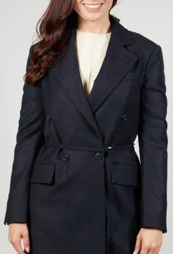 Beatrice B Coats^Native Longline Jacket in Navy Blue