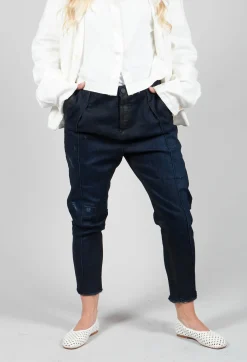 Umit Unal Jeans^Navy Jeans with Patches and Front Seams