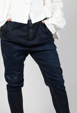 Umit Unal Jeans^Navy Jeans with Patches and Front Seams