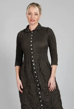 Alquema Dresses^Nehru Dress Contr. in Khaki