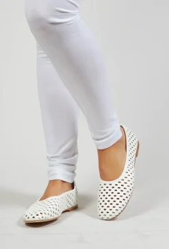 Rundholz Black Label Flats^Net Style Cut Out Pumps in White