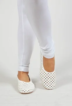 Rundholz Black Label Flats^Net Style Cut Out Pumps in White