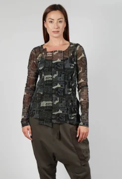 Rundholz Black Label Tops^Netted Long Sleeve Top in Multicolour