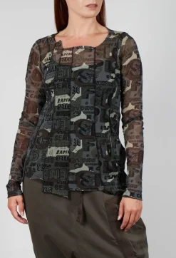 Rundholz Black Label Tops^Netted Long Sleeve Top in Multicolour