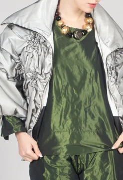 Bize Coats^Netted Puffer Coat in Beige
