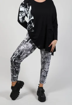 Bread and Butter Leggings^Newspaper Print Leggings in Black